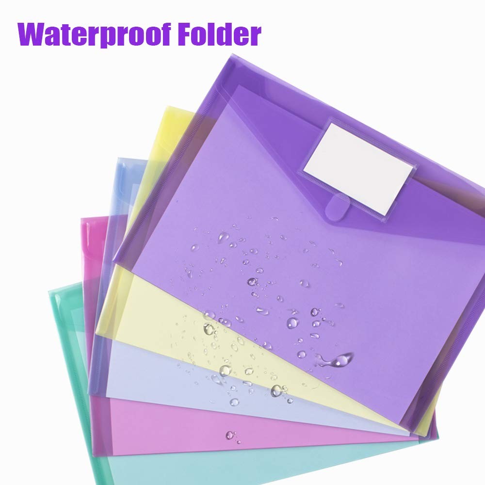 Sooez 10 Pack File Folders, Clear Poly 13.25 x 9.25 inches, Multicolored