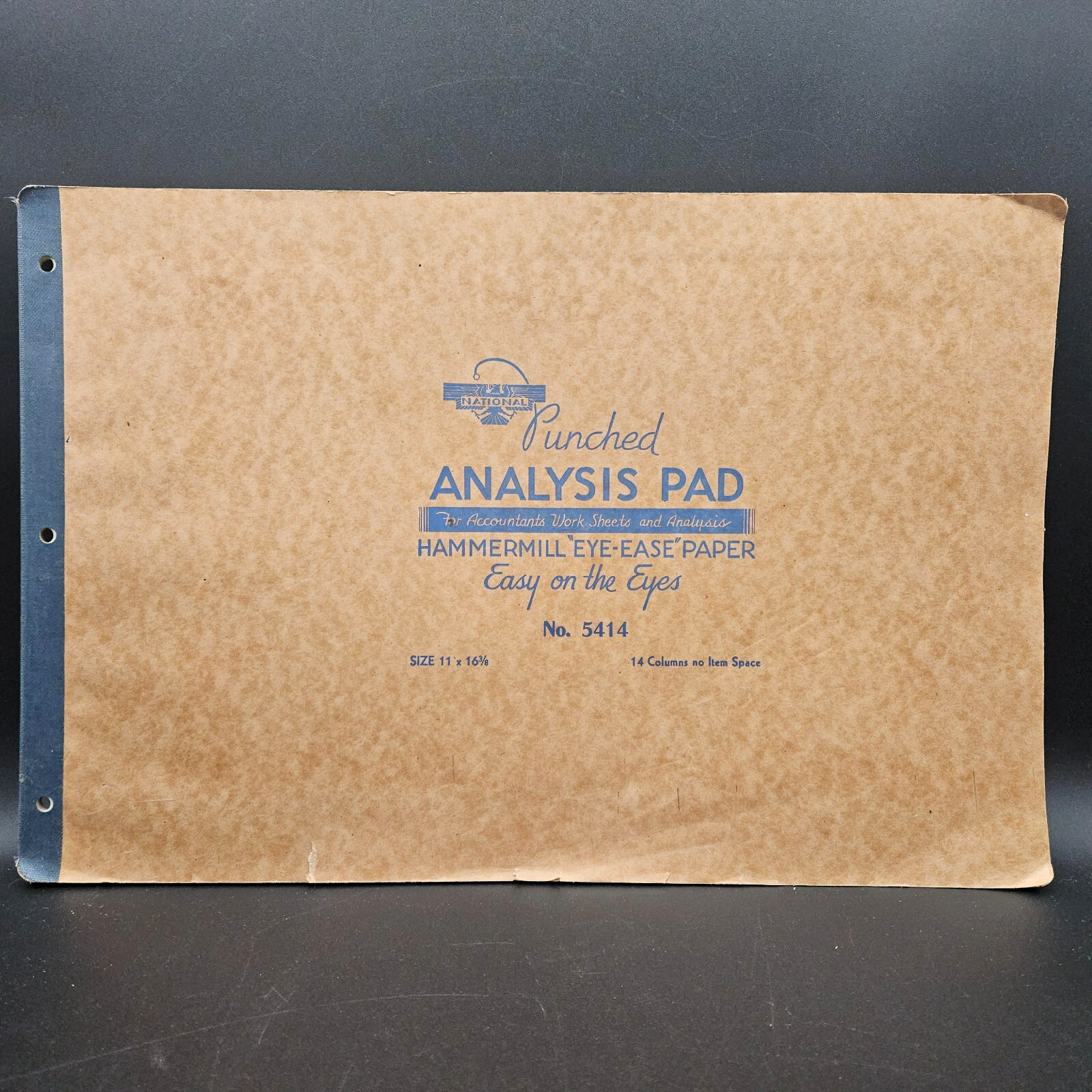 Vintage National Columnar Pad 14 Column 5414 Punched 11 x 16 3/8 Analysis