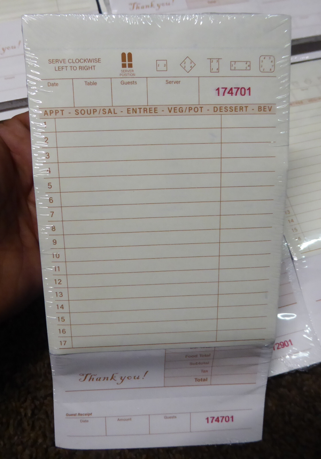 Seajan 19 Packs Guest Check Paper Receipt Book, Carbonless Order Book 17 Lines,