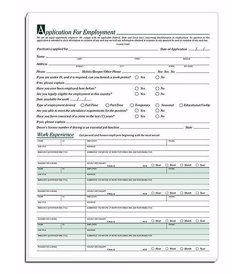 5860 Employee Applications 8 1/2 x 11″ QTY 25