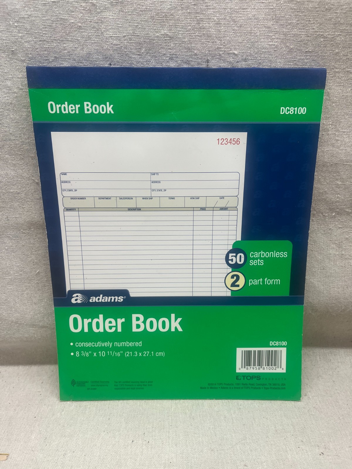 Adams Sales Order Book DC8100 2-Part, 50 Count (Pack of 1), White/Canary