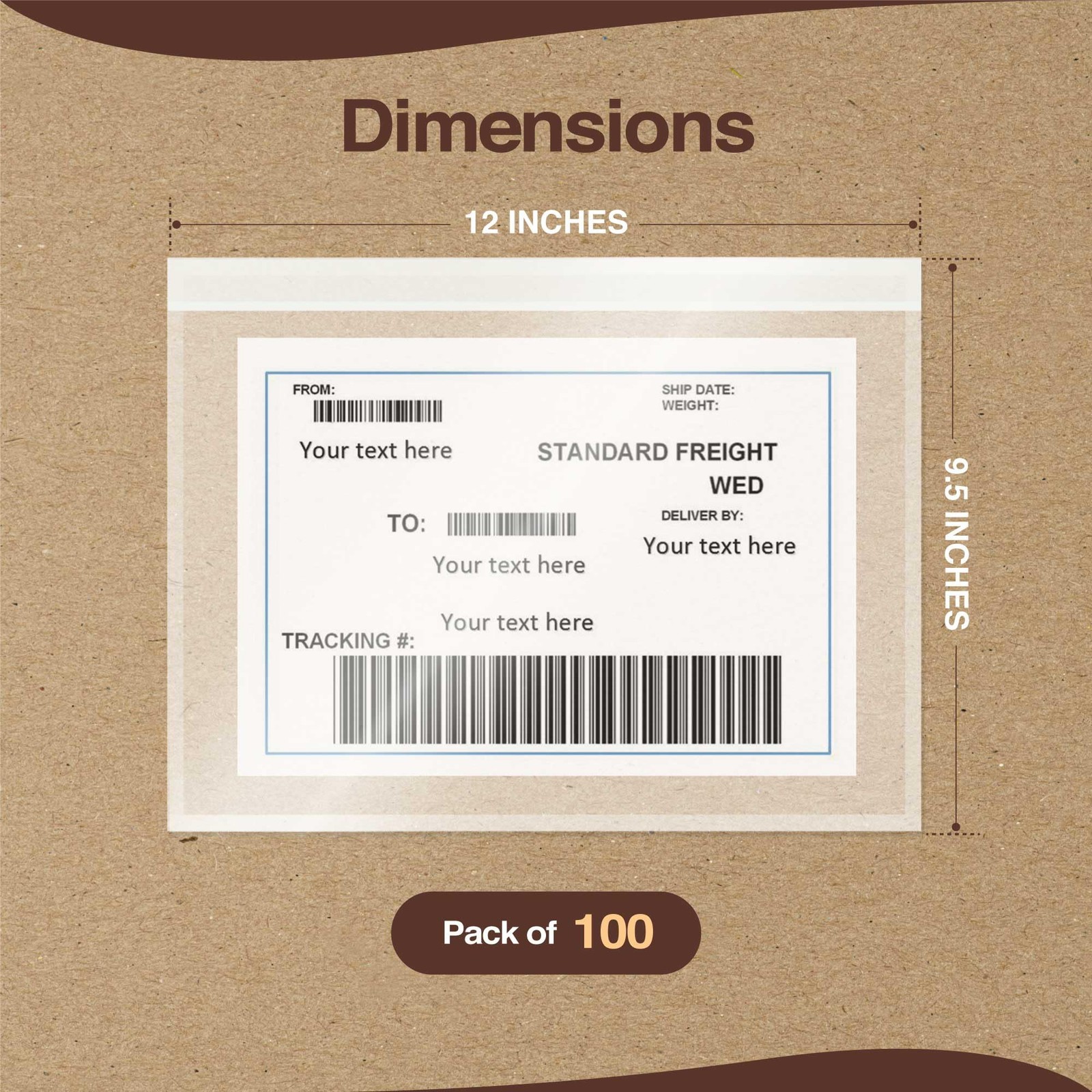100 PCS 9.5×12 Inch Waterproof Shipping Label Sleeves Packing List Envelopes
