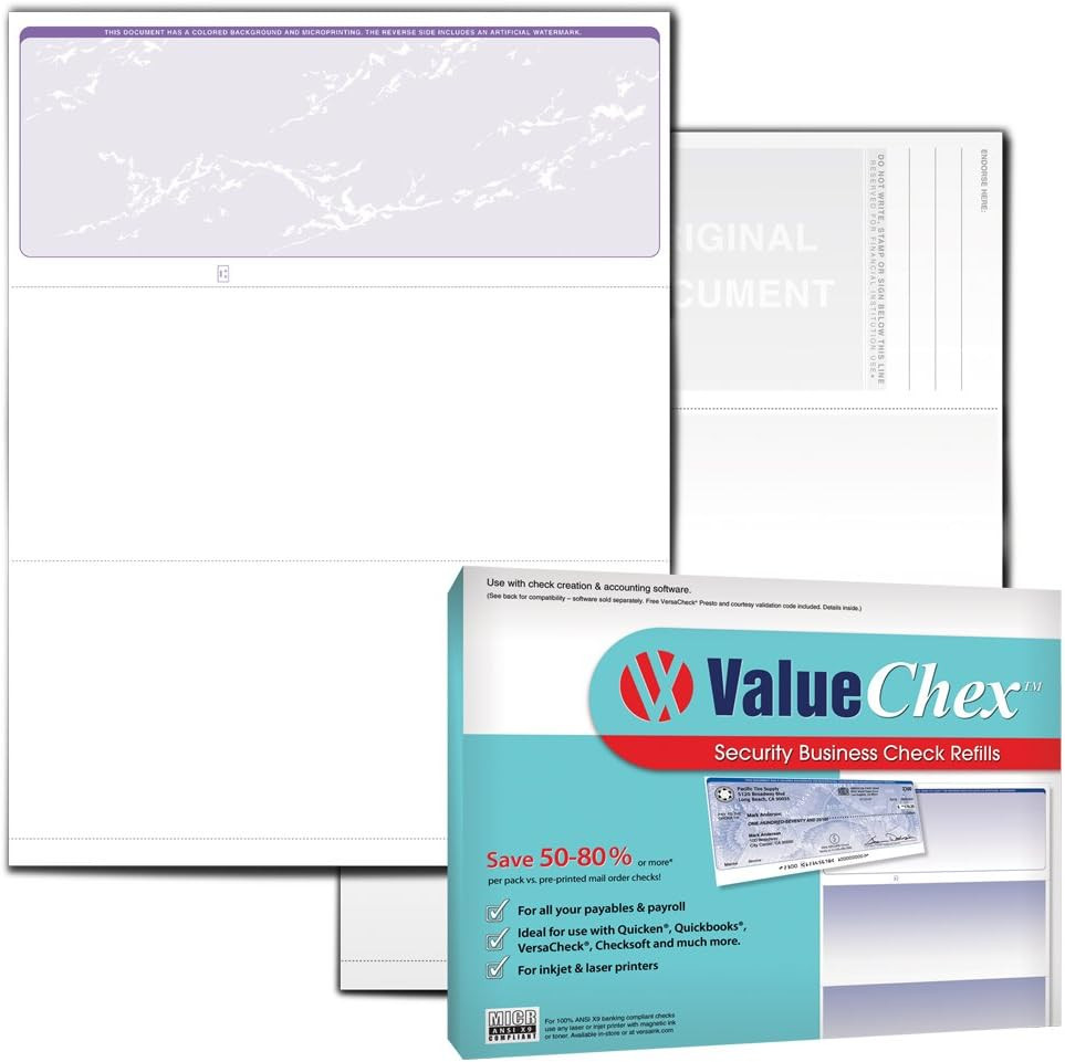 Versacheck Valuechex – 55 Blank Business Voucher Checks – Purple Prestige – 55 S