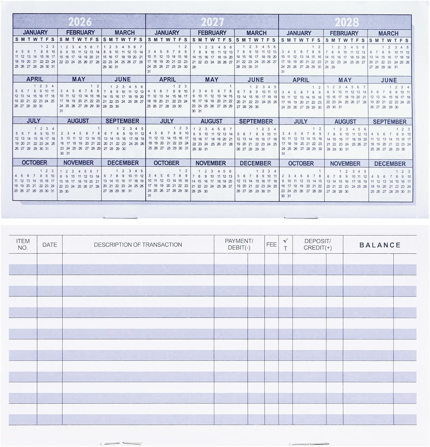20 Pack Checkbook Register, Check Registers for Personal, Blank Ledger Transacti