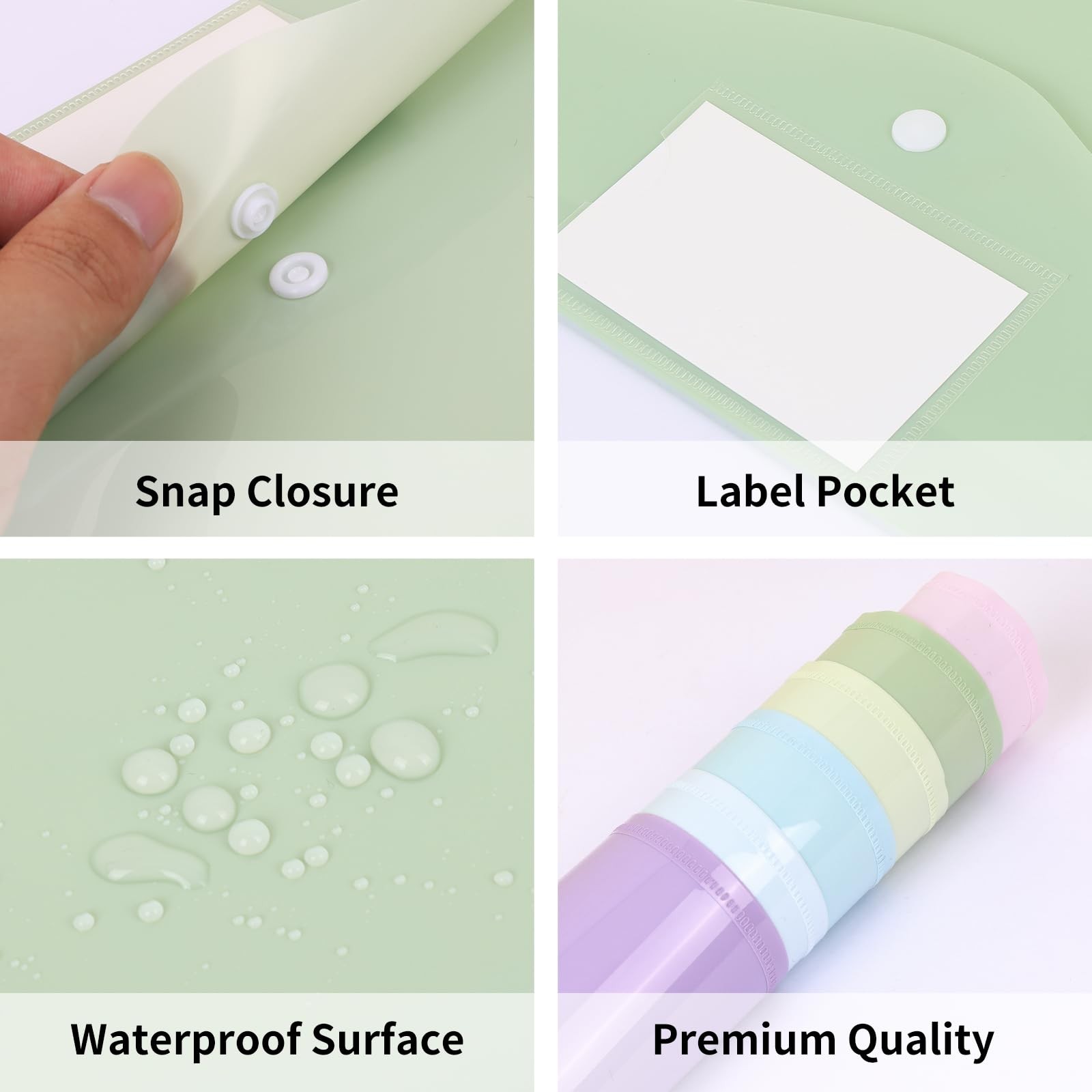 EOOUT 24 Pack Plastic Envelopes File Folders, Poly Folders Pastel