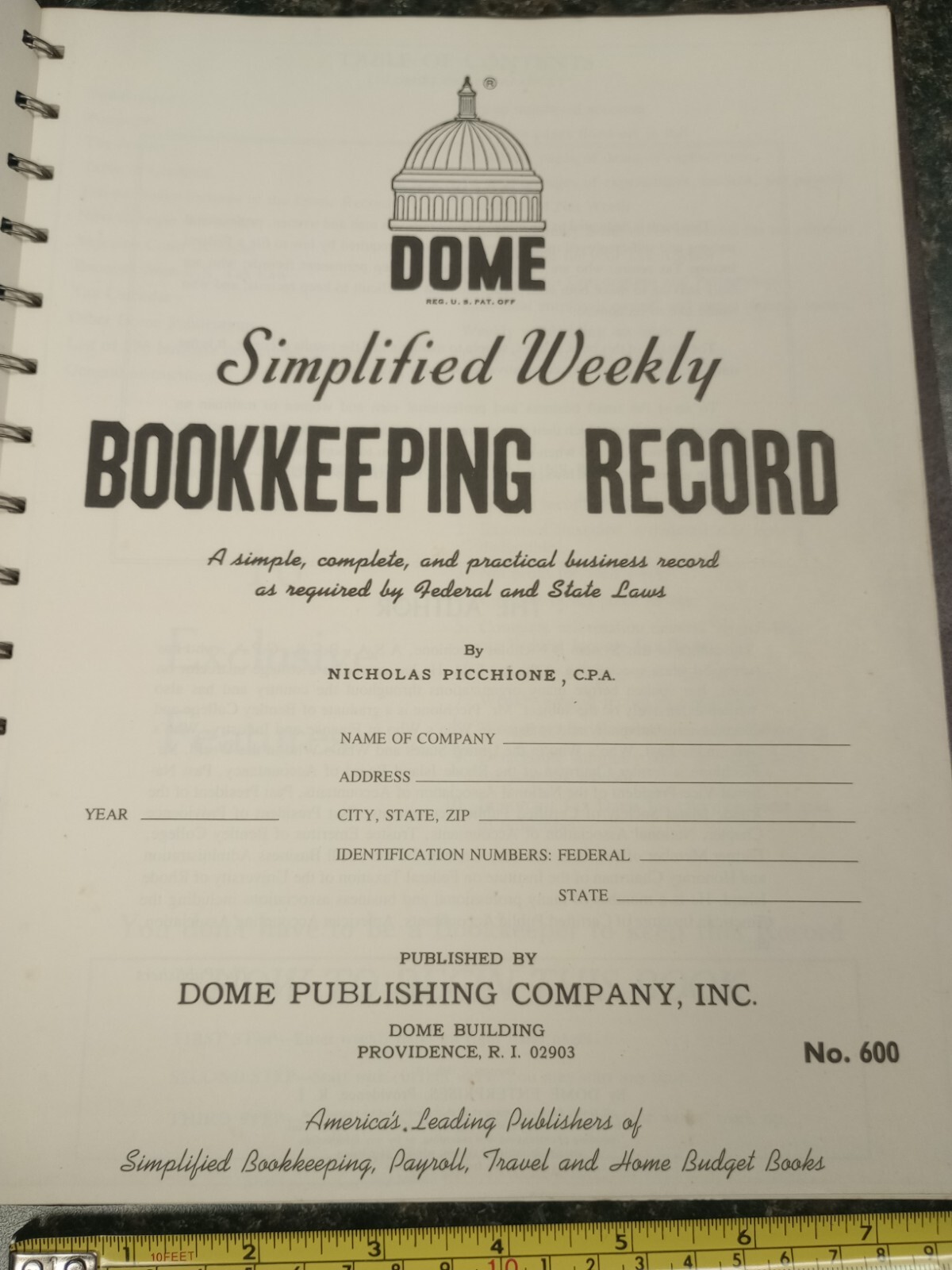Vtg. Dome DOM600 Bookkeeping Record Book Weekly 128 Pages 9 x 11 Inches, Brown