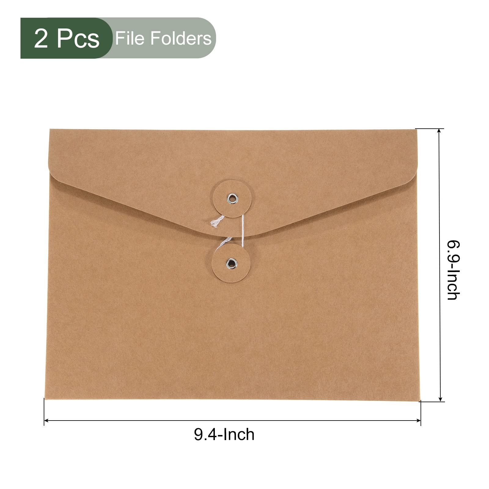 YOKIVE 2 Pack String Envelope File Folder, Tie Closure Paper Brown