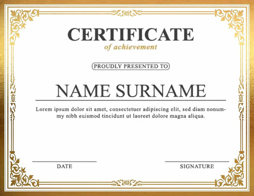 Professional Certificate Paper 8.5 x 11 for Printing, Diploma Paper, GOLD