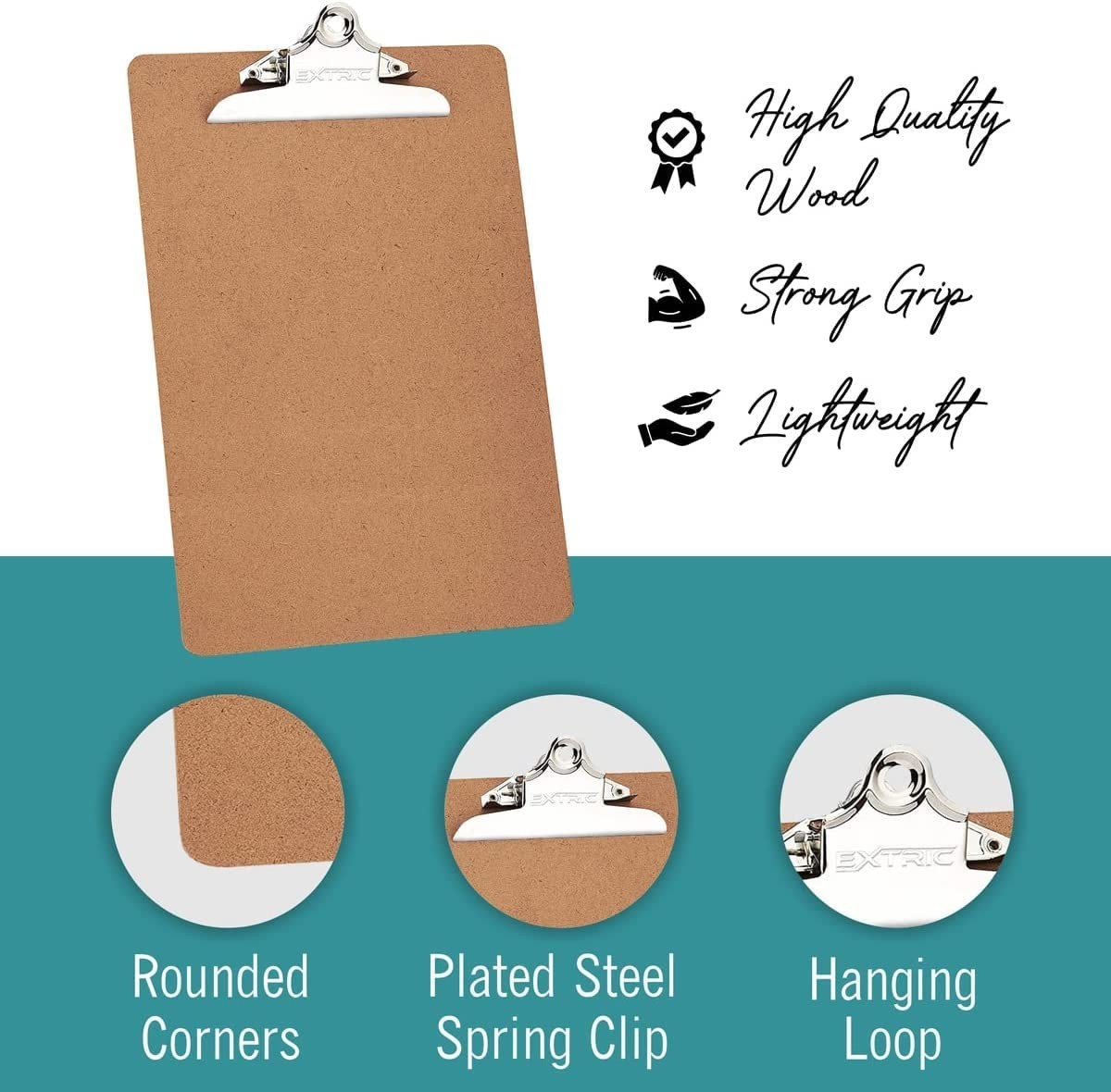 6 Clipboards Standard A4 Letter Size, 9×12.5 inch Wooden Clipboard with Red