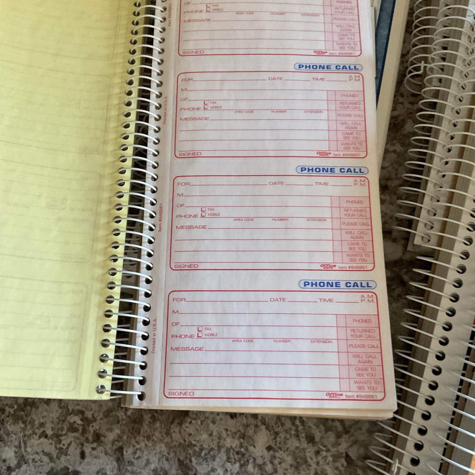 Phone Message Books Carbonless Spiral Lot Of 11 Office Depot, Tops 5 1/2X11