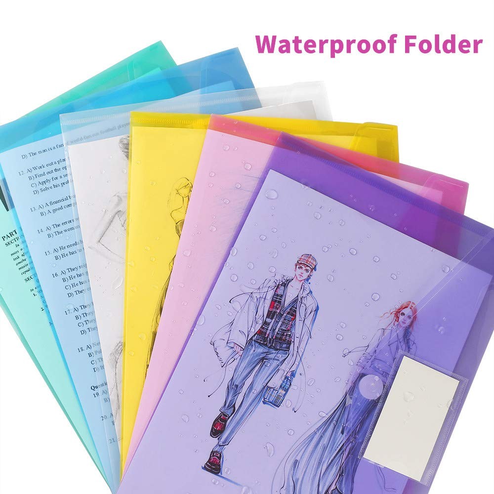 OUTYLTS 6 Pack Plastic Poly Transparent, Blue, Green, Yellow, Purple, Pink