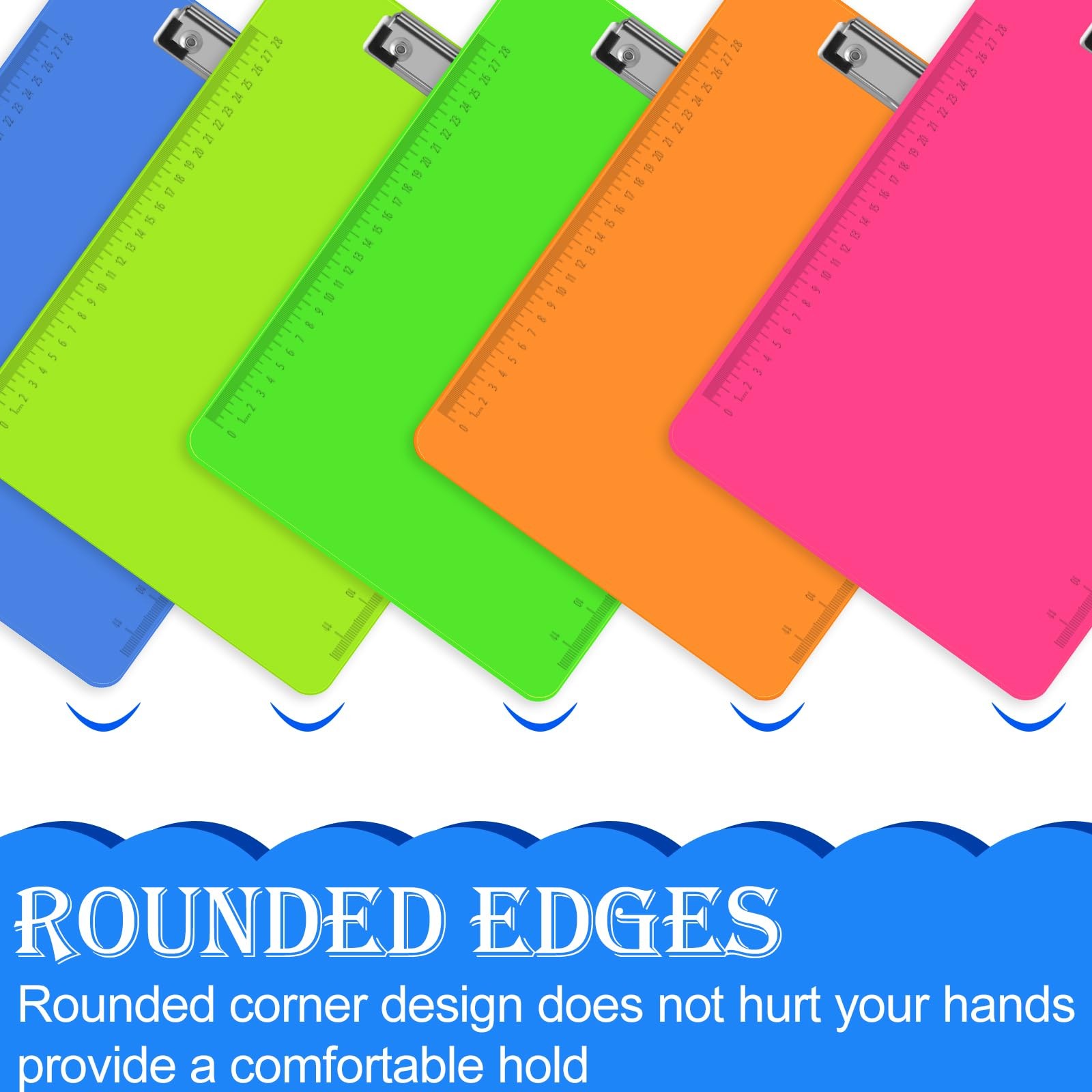 HERKKA 15 Pack Plastic Clipboards, Assorted Color, Low Profile,