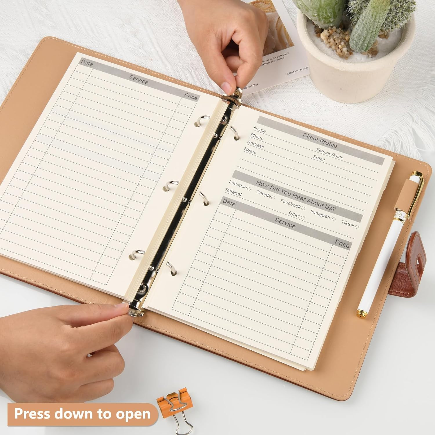 Client Record Book, Hair Stylist Client Profile Book-Binder and Client Record