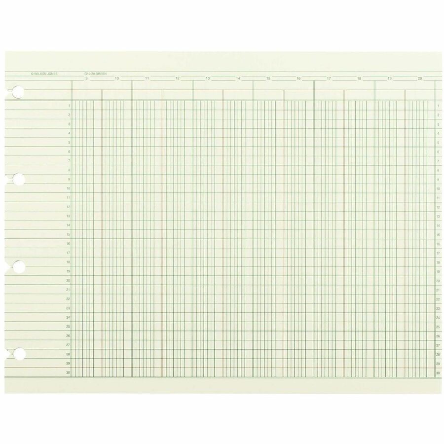 Acco G1020_40 Columnar Ledger Sheets 100 Pack Green 9.25″x11.88″