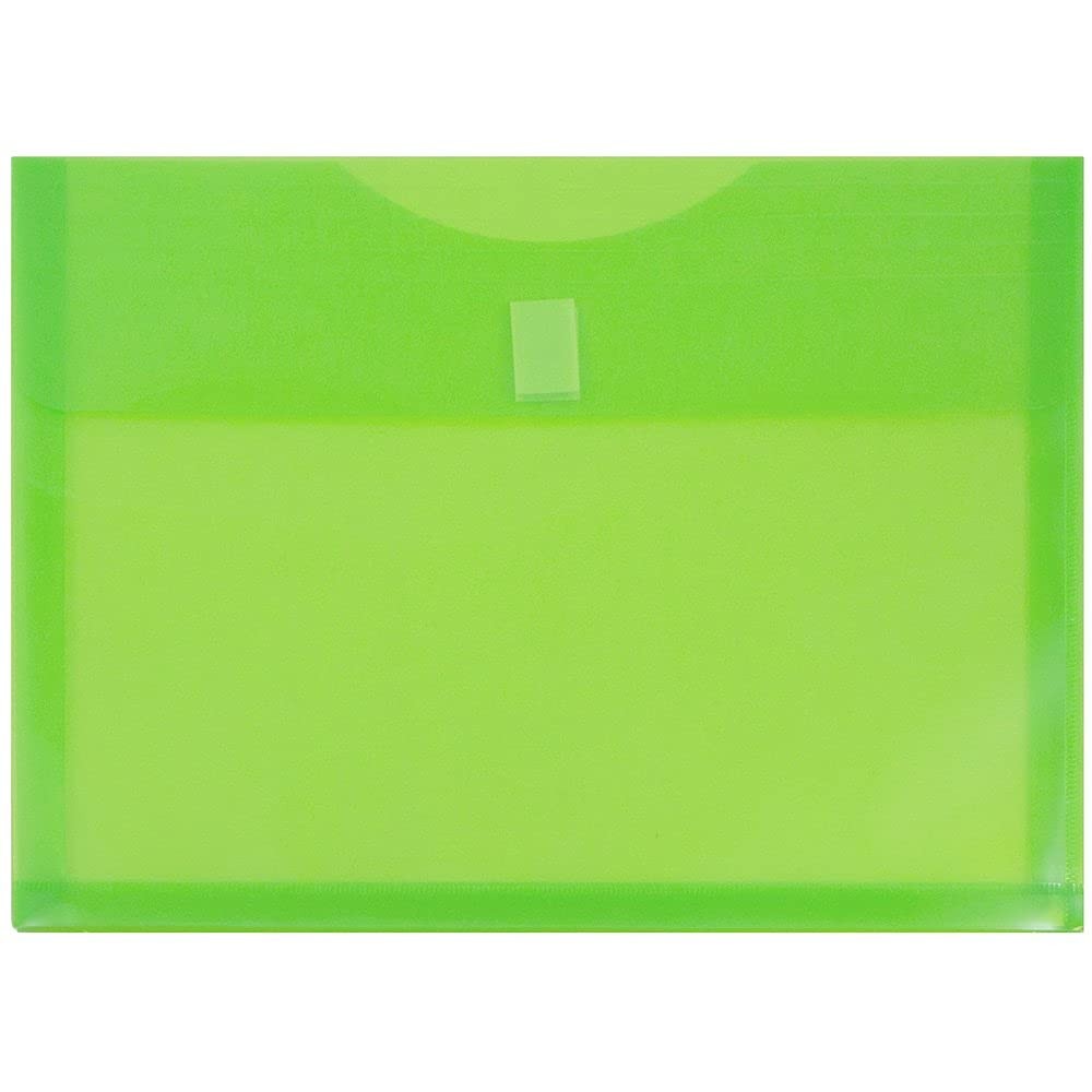 JAM PAPER Plastic Expansion Envelopes with Hook & 1″ Expansion, Lime Green