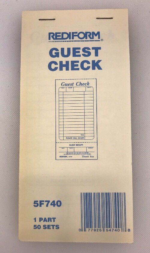 Rediform Green Background Guest Check 1 Part 50 Sets Numbered 5F740