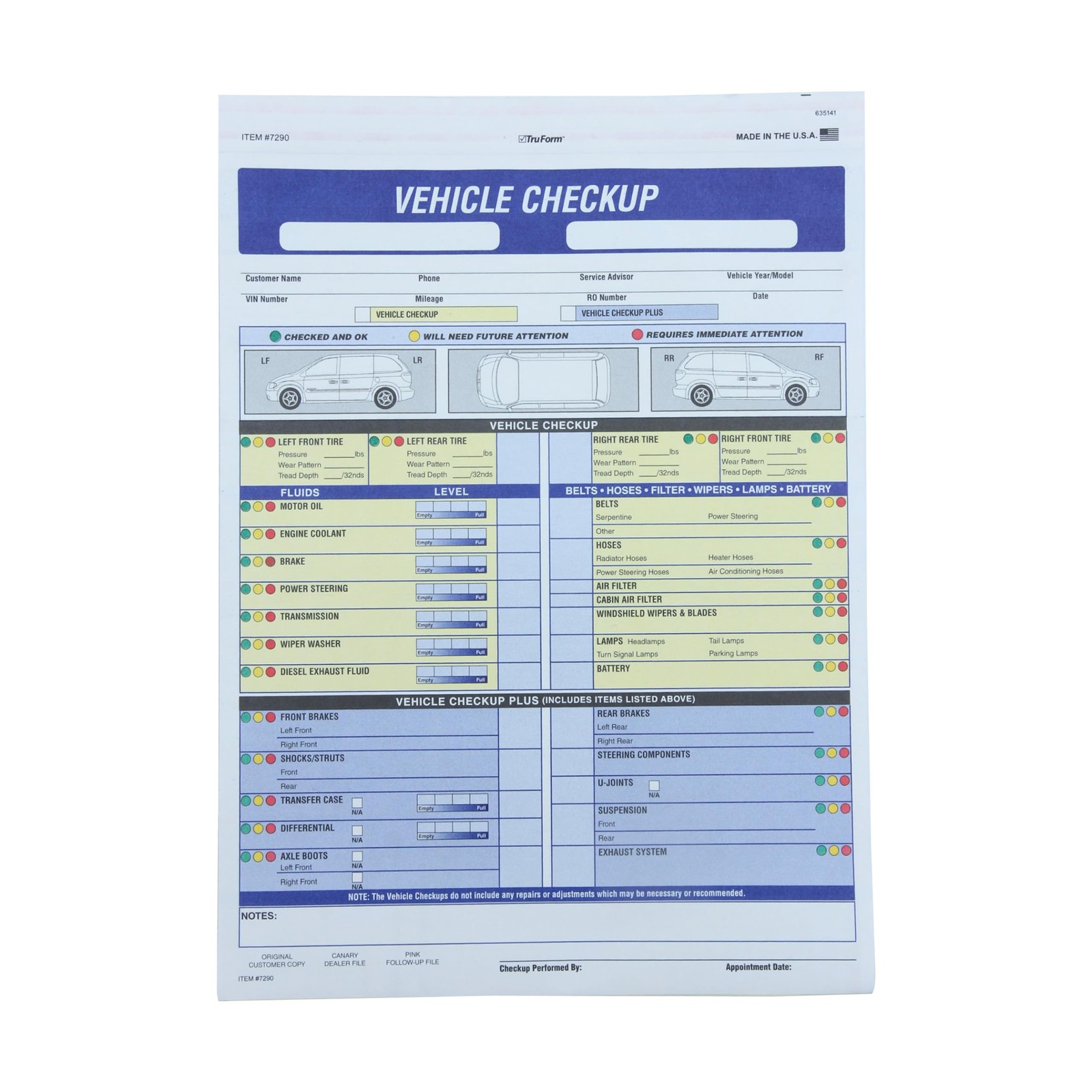 SSWBasics 17/27 Point Vehicle Inspection Form – 8 1/2?H x 11?W 8 1/2ʺH x 11ʺW