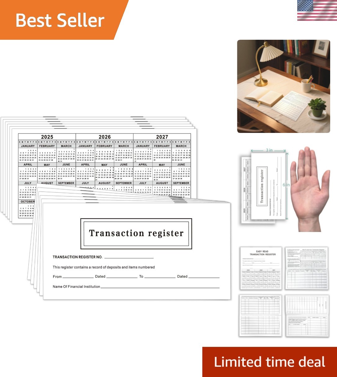 12 – Pack 6″×3″ Check Registers for Personal Checkbook – Blank Ledger Transac…