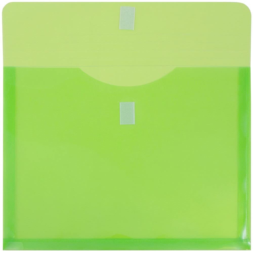 JAM PAPER Plastic Expansion Envelopes with Hook & 1″ Expansion, Lime Green