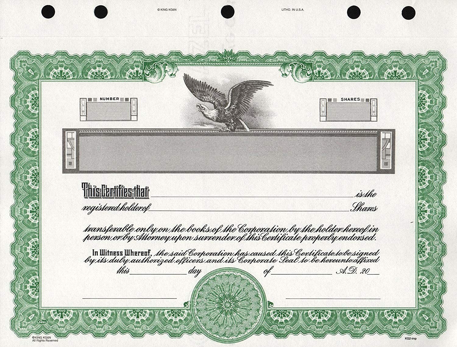 Goes KG2 Stock Certificate Green 15-Pack