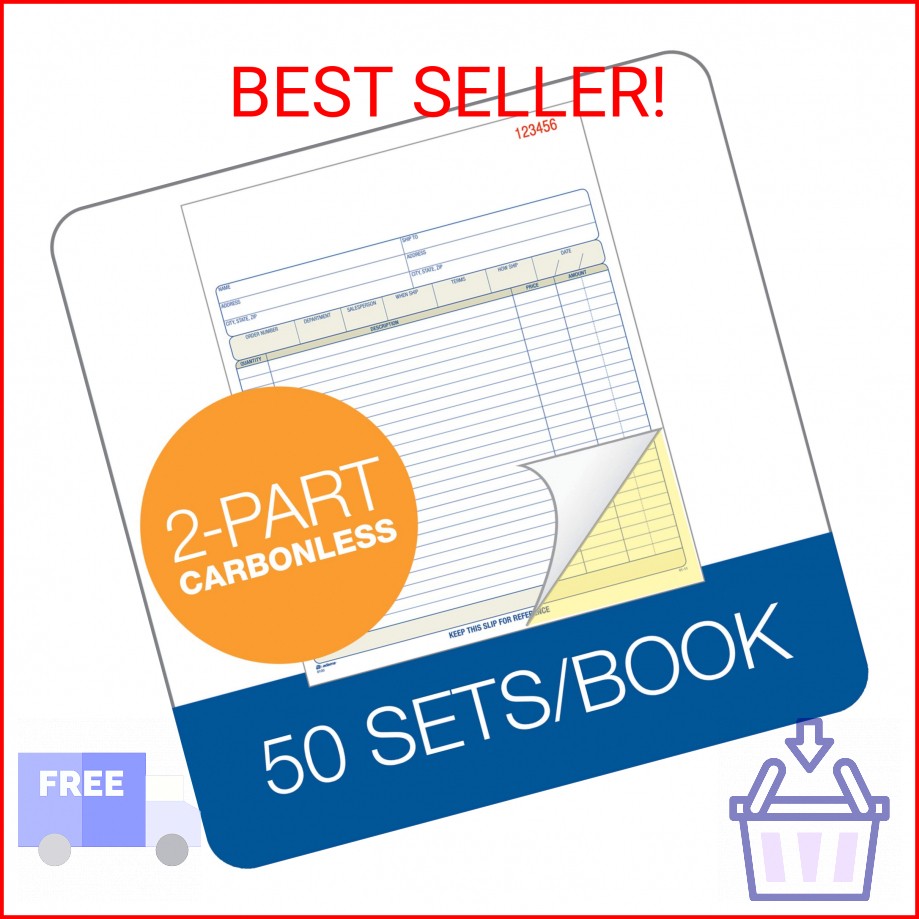 Adams Order Book, 2-Part, Carbonless, White/Canary, 8-3/8 x 10-11/16 Inches, 50
