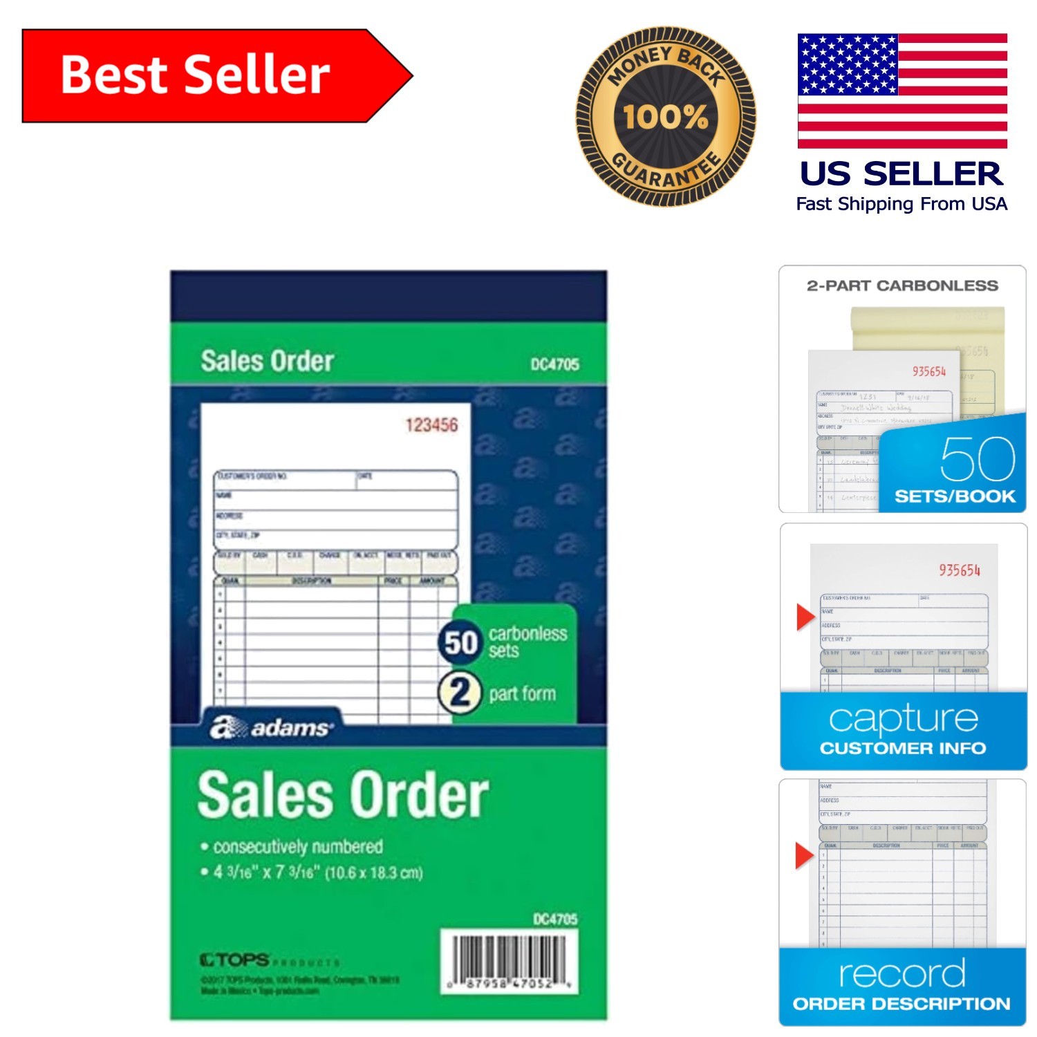 Professional 2-Part Carbonless Sales Order Books – 3 Pack with Wraparound Cover
