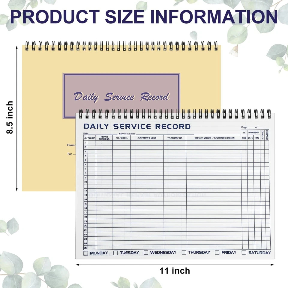 Saypacck 5 Pcs Daily Service Record Book 8.5 x 11 x 11 inches, Yellow