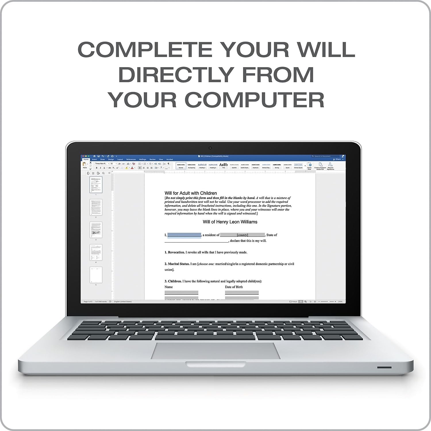 Adams Last Will and Testament with CD, Forms and Instructions (ALFP117)