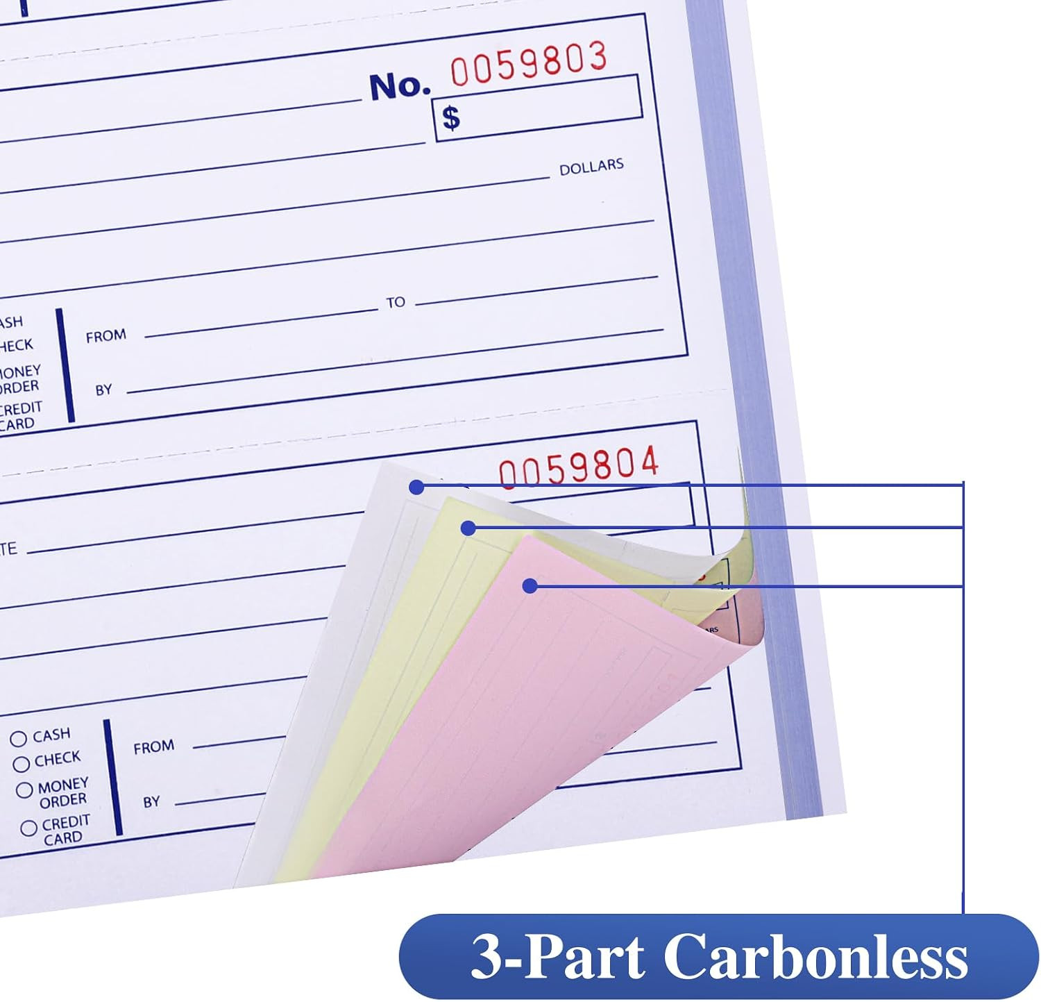 3 Pack Receipt Books,7-5/8″ X 10-7/8″ Receipt Book with Carbon Copies Spiral Bou