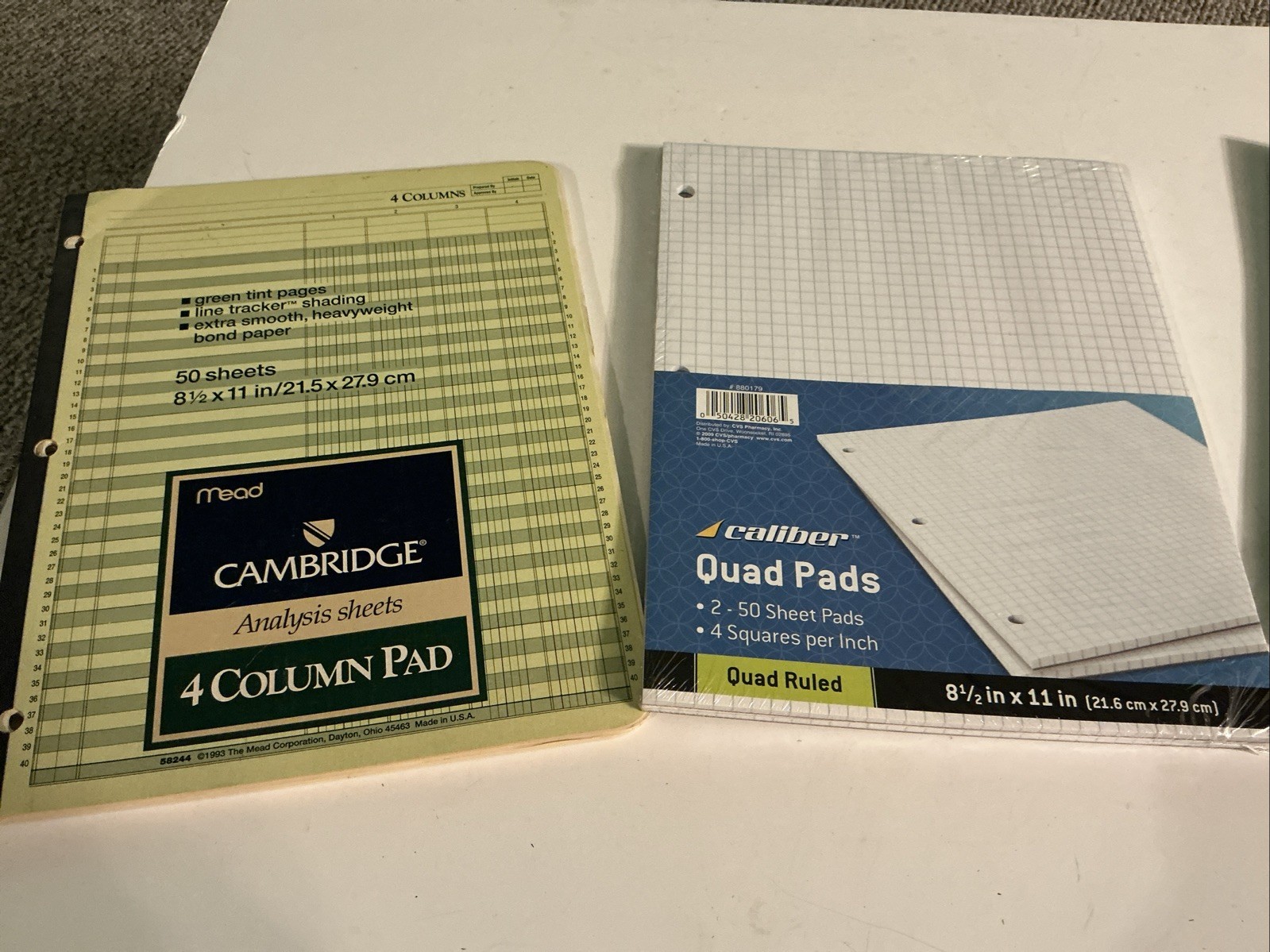 Vintage Accounting Column Pads (49, 47 Sheets), 2 50 Sheet Graph Paper Pads 1120