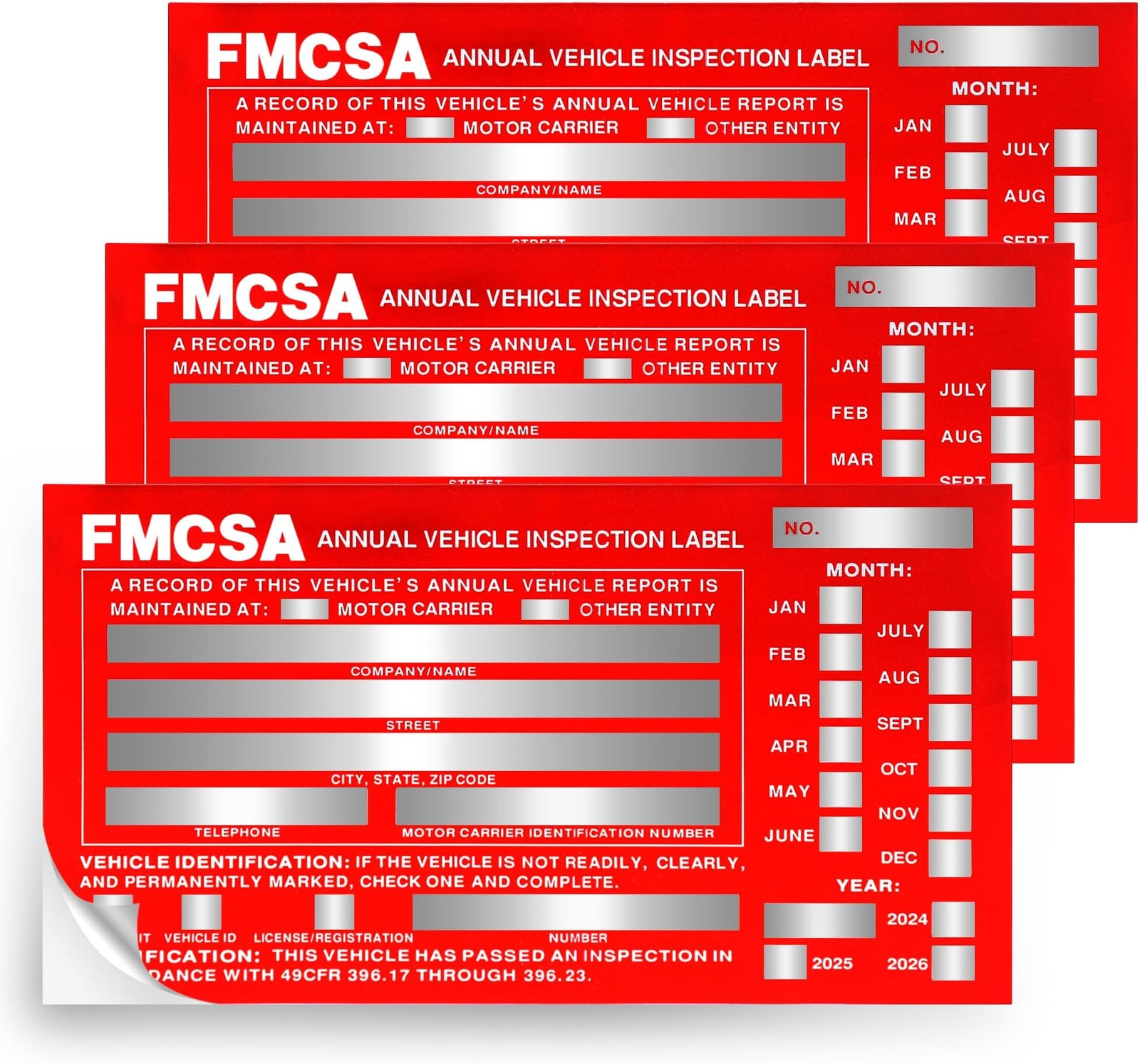 25Pack Inspection Forms and Stickers，Annual Vehicle Inspection Report，Annual …