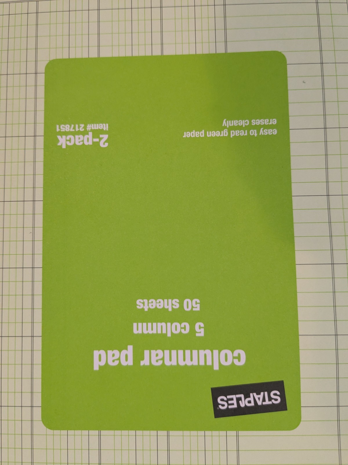 Staples Columnar Books 100 Pages 5 Columns Green 2/Pack (217851ABF)