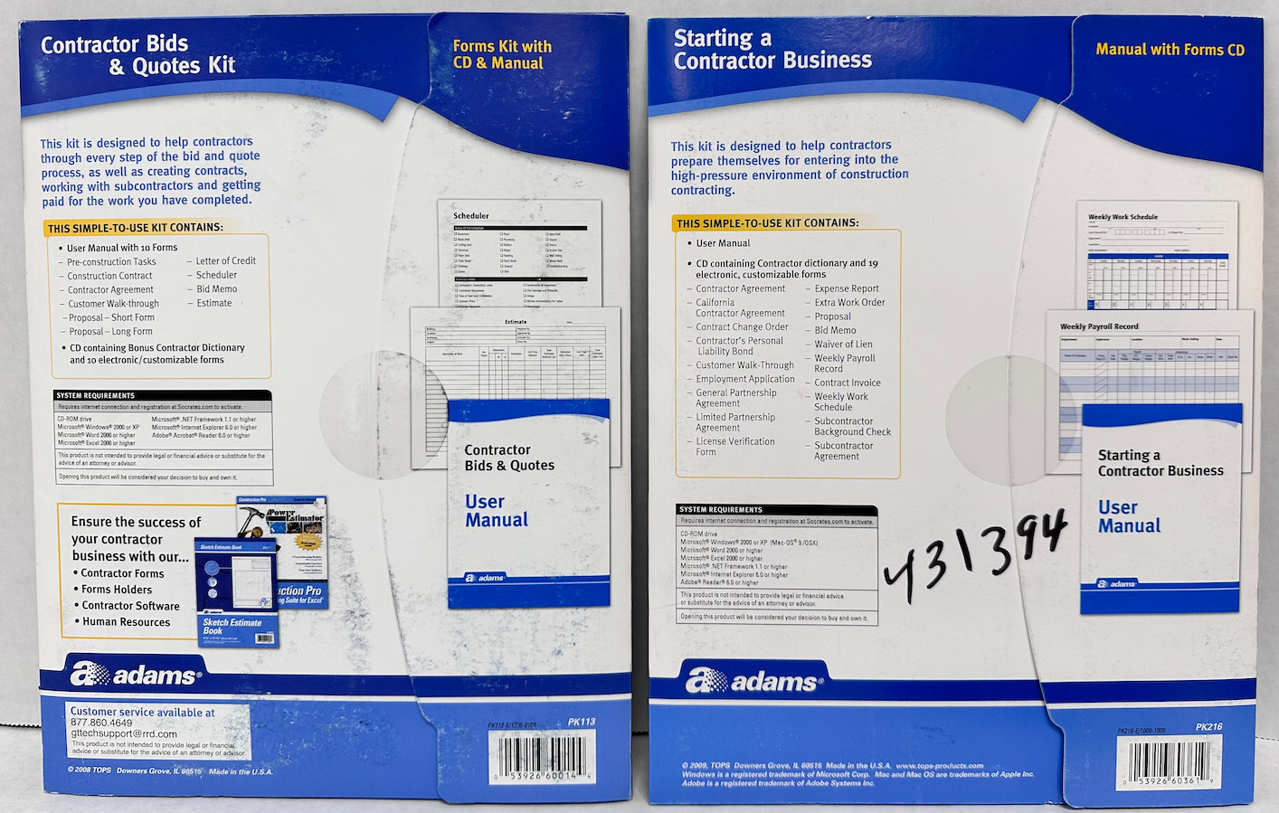 NEW Adams Contractor Business Forms BUNDLE (Bids, Quotes, Library & Forms)