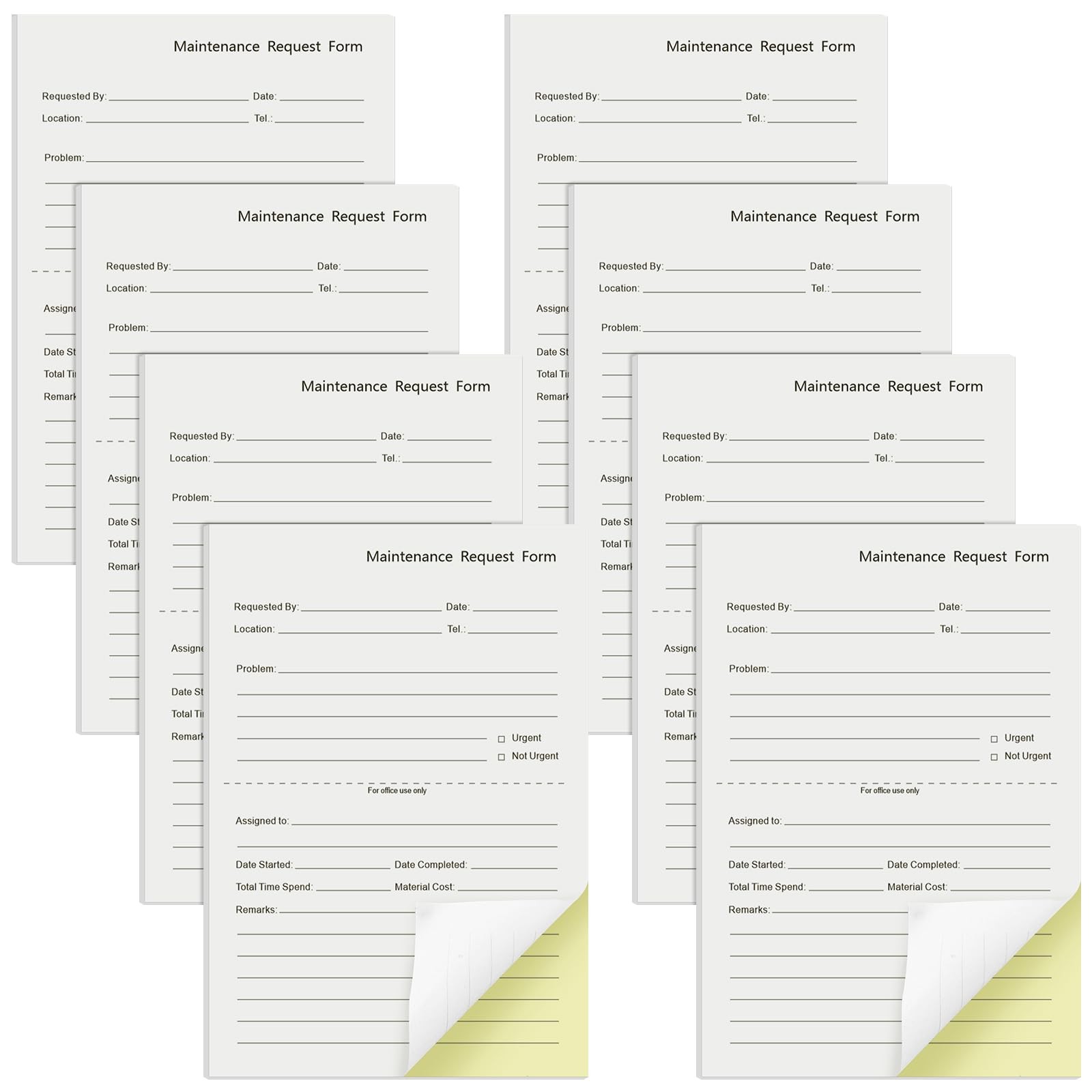 Clabby 400 Sets Maintenance Request Book/Forms/Slips, 2 Part Carbonless, 4….