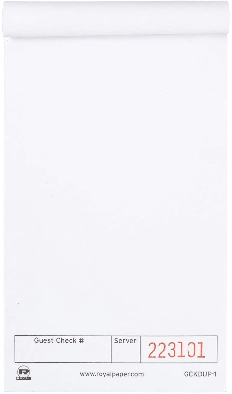 Royal 1-Part Booked Unlined Guest Checks White 10-Pack (50 Checks/Book) 3.5×6”