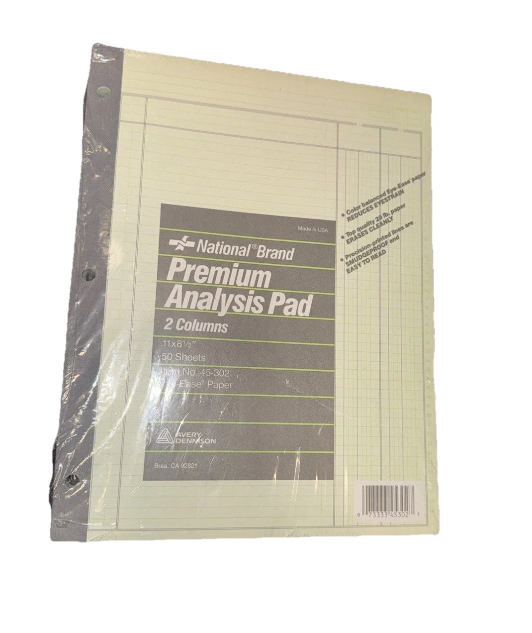 Avery National Brand Premium Analysis Pads 2 Column 11 x 8.5in 45-302 New 2 Pack