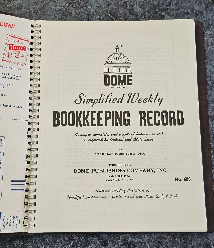 Dome 600 Bookkeeping Record Book Weekly 128 Pages 9 x11 Inches, Brown