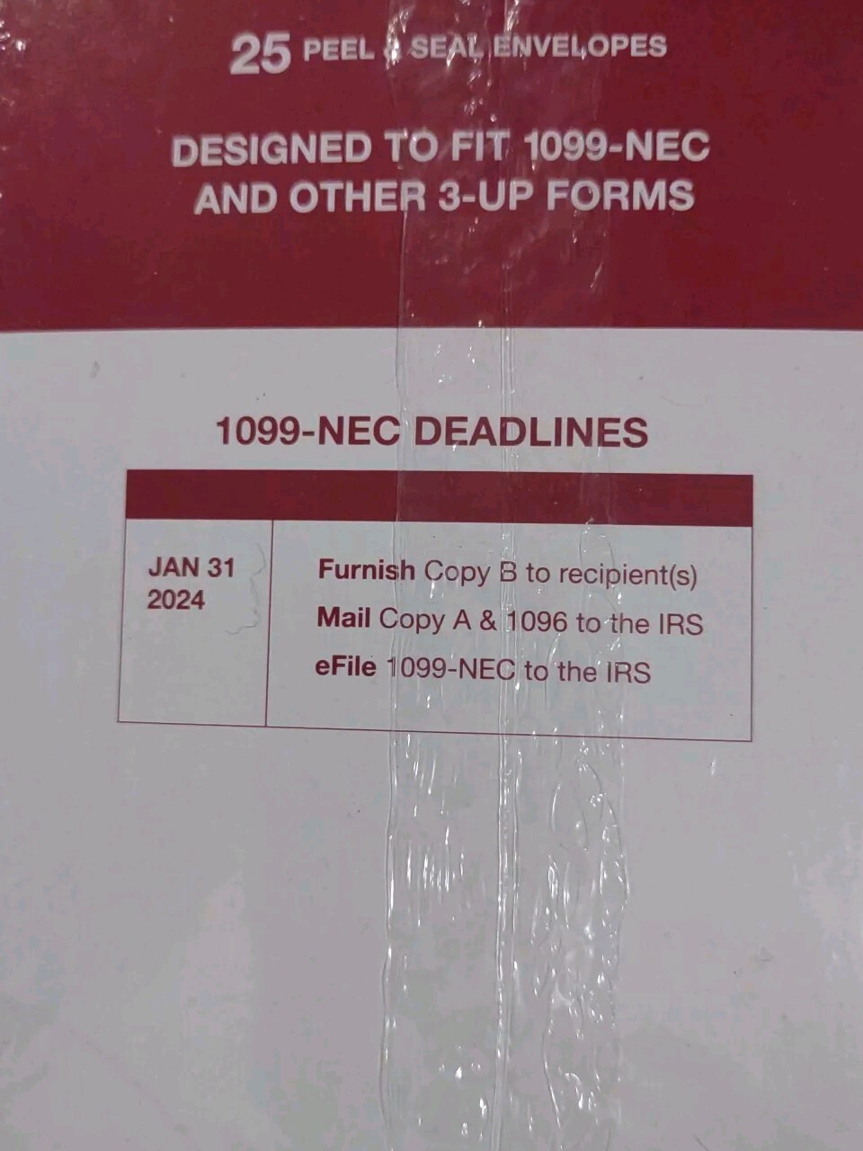 Adams 1099 Envelopes For 3-up Forms Double-Window Peel & Seal 2pkg 50 Total