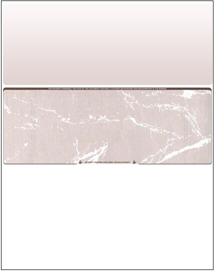 2500 Blank Check Stock Paper – Check in Middle – Brown Marble