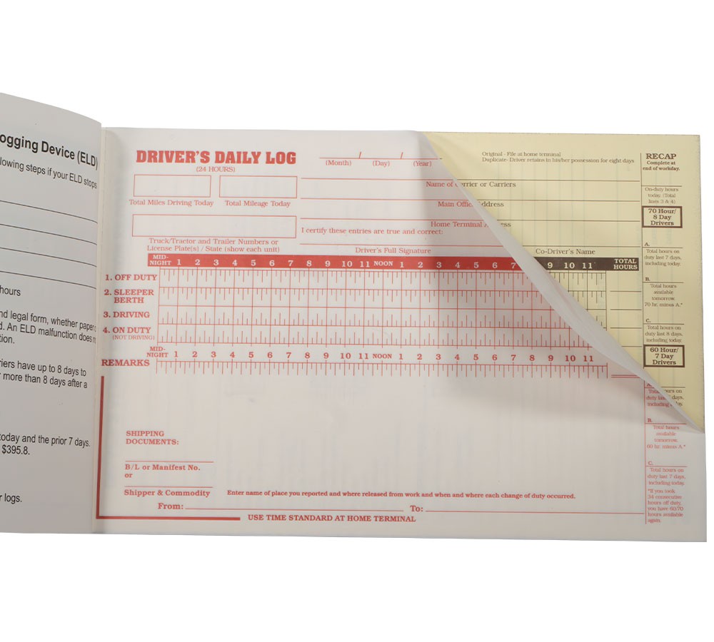 20PK ELD Backup Driver Log Books for Truck Drivers w/ Inspection Report