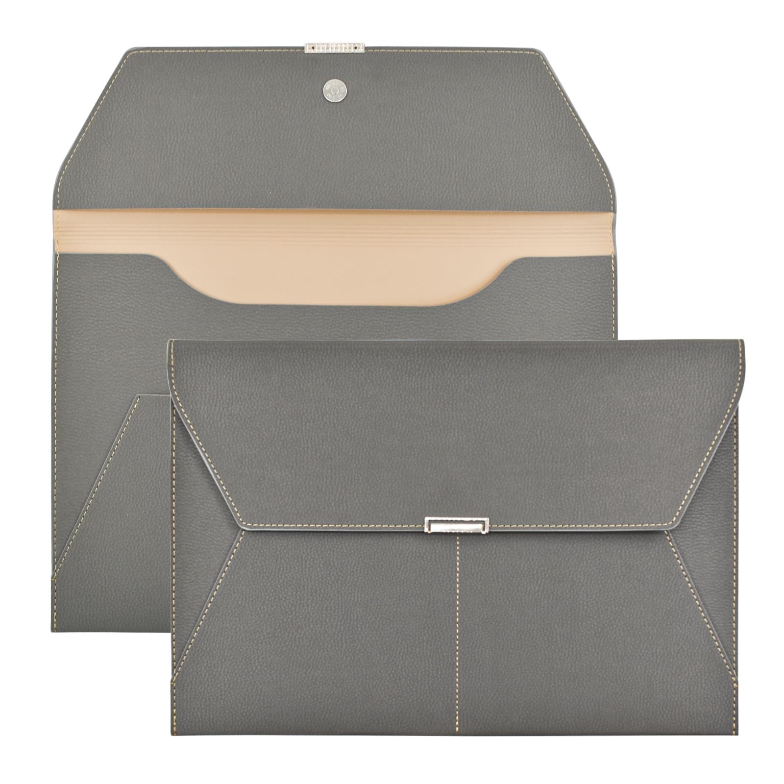 VANRA File Folder Document Holder Organizer Waterproof Portfolio Leather Gray