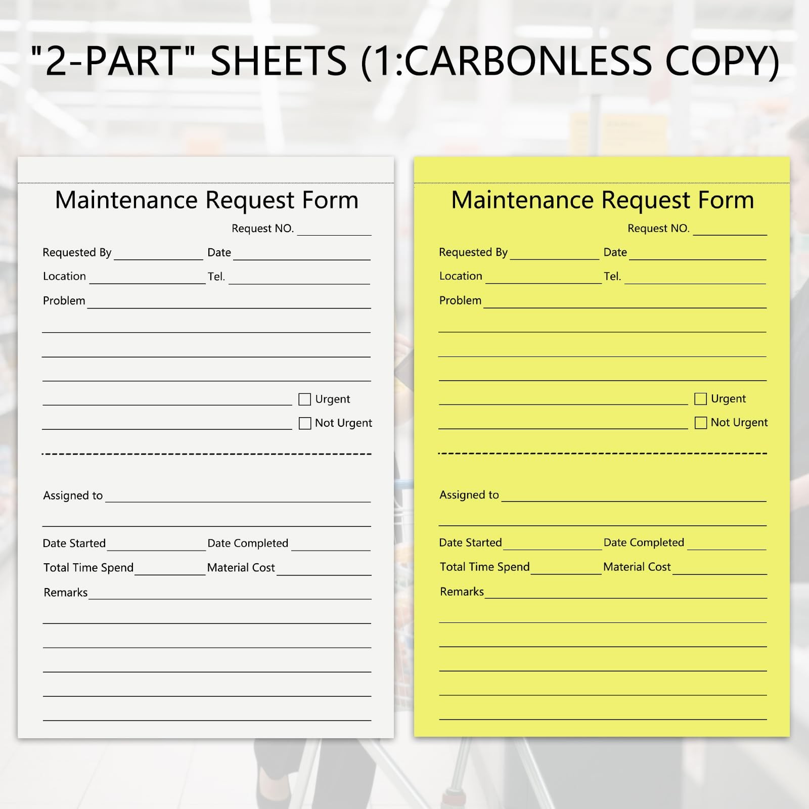 Organized Maintenance Request Forms – 50 Carbonless Sets, Easy Record Management