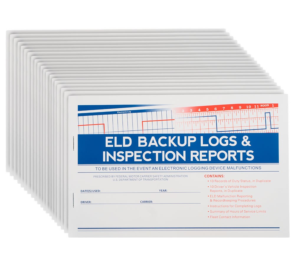 20PK ELD Backup Driver Log Books for Truck Drivers w/ Inspection Report