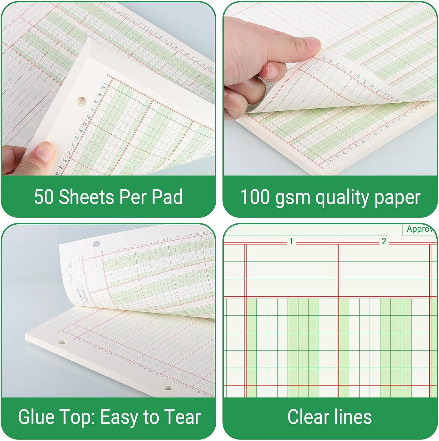 300 Sheets Columnar Analysis Pads 3 Column Accounting Paper, 8.5X11 Inch Ledger