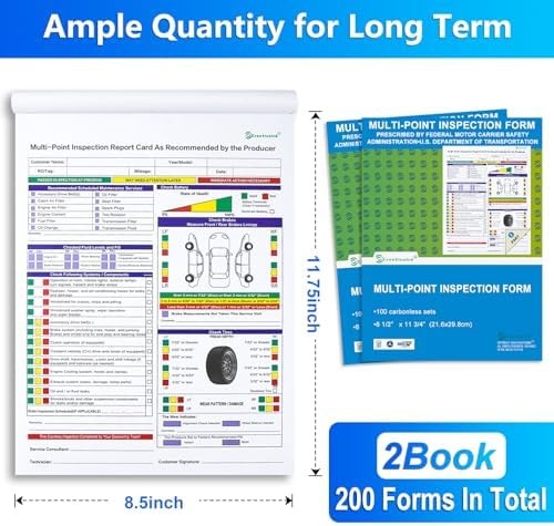 200 Sets Multi-Point Automotive/Vehicle Inspection Report Forms 2-ply Carbonl…