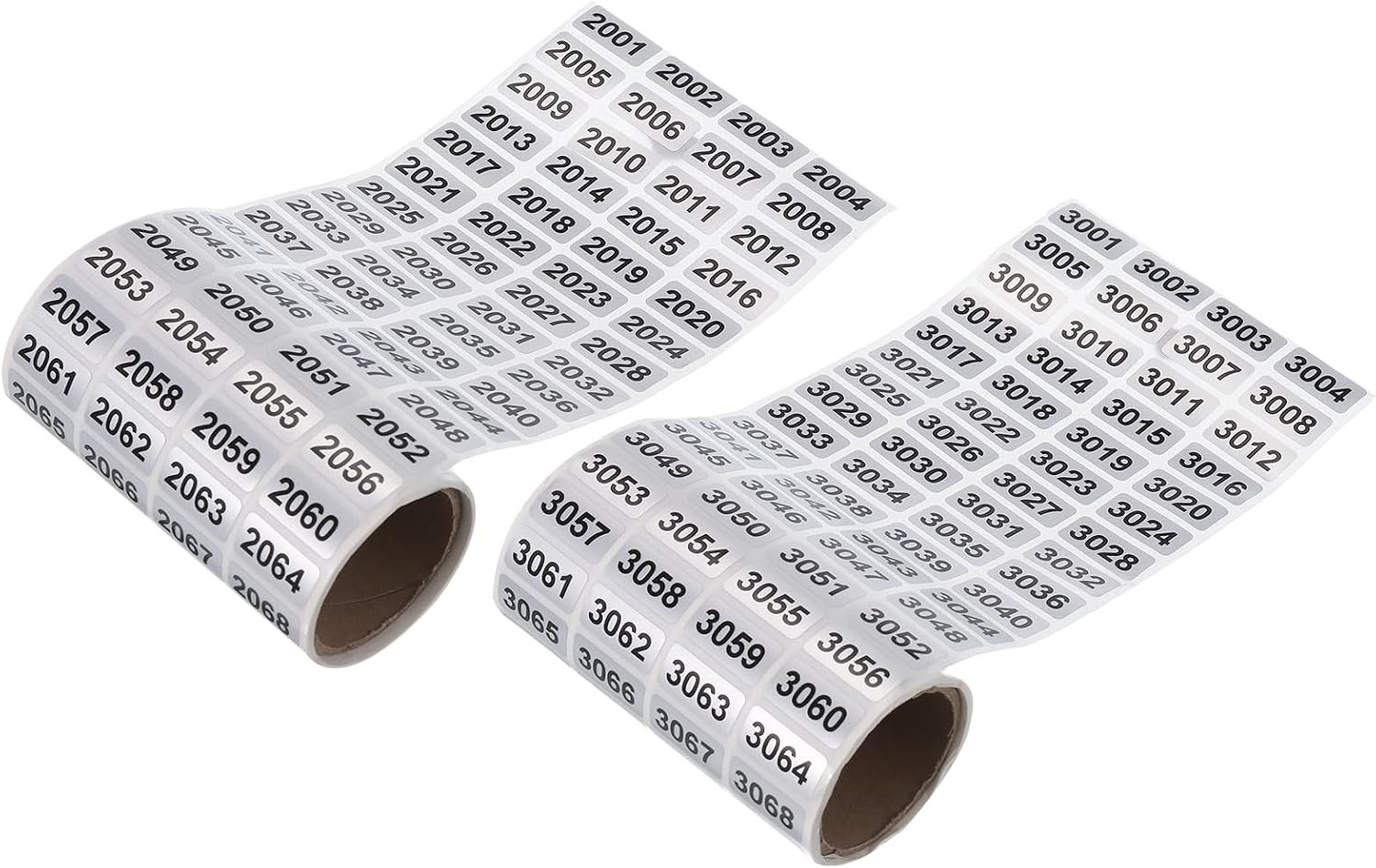2001 to 3000, 3001 to 4000 Consecutive Number Stickers Inventory Label Black Num