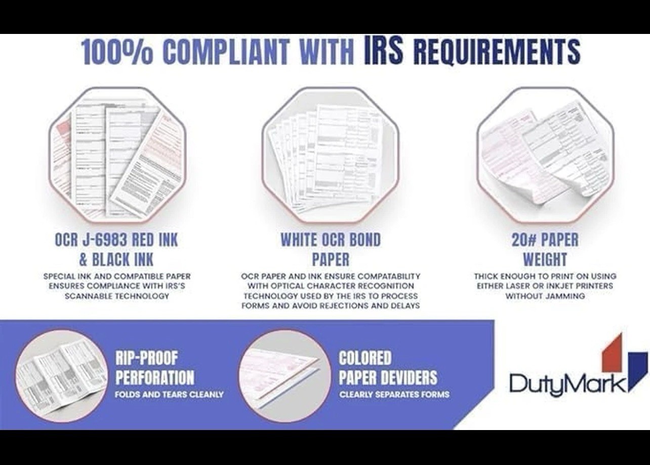 50 1099 NEC Tax Forms 2025 with Envelopes, 4 Part Legal Laser Tax Forms Kit, 50