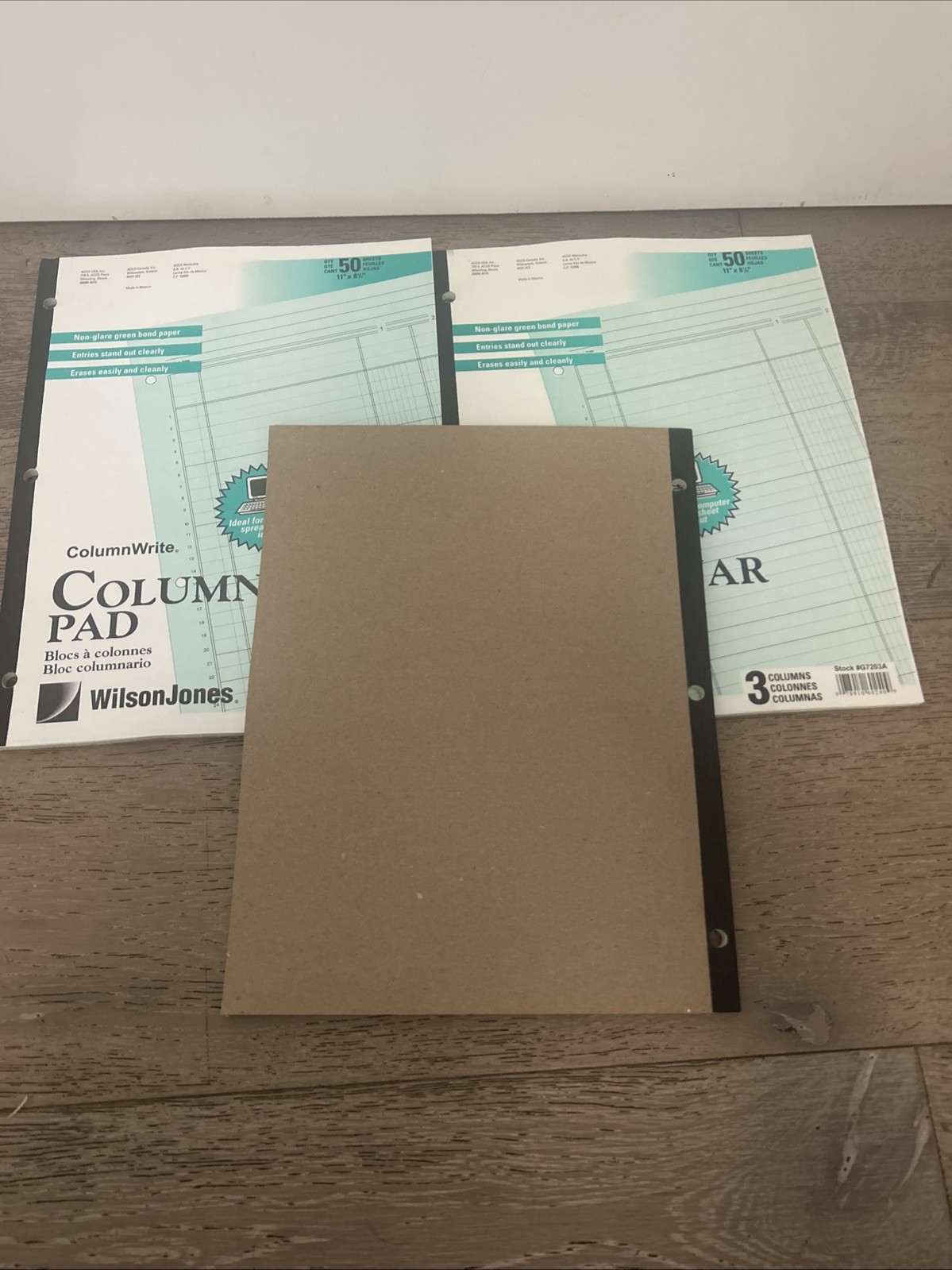 Lot of 3 Wilson Jones Columnar Pad, 11 x 8-1/2 , 50 Sheets NEW 3 Columns G7203A