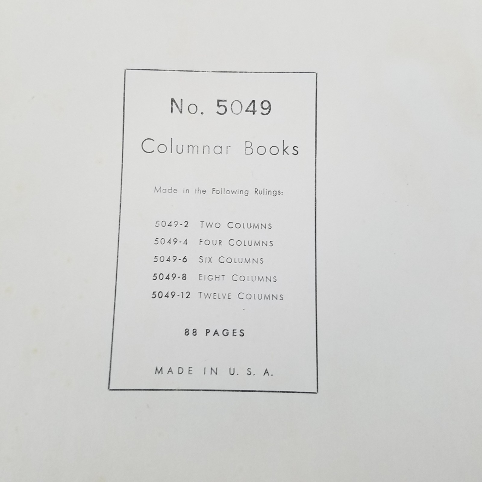 Vintage Hard Bound Columnar Book 2 Column 88 Pages USA Made Bookkeeping 5049-2