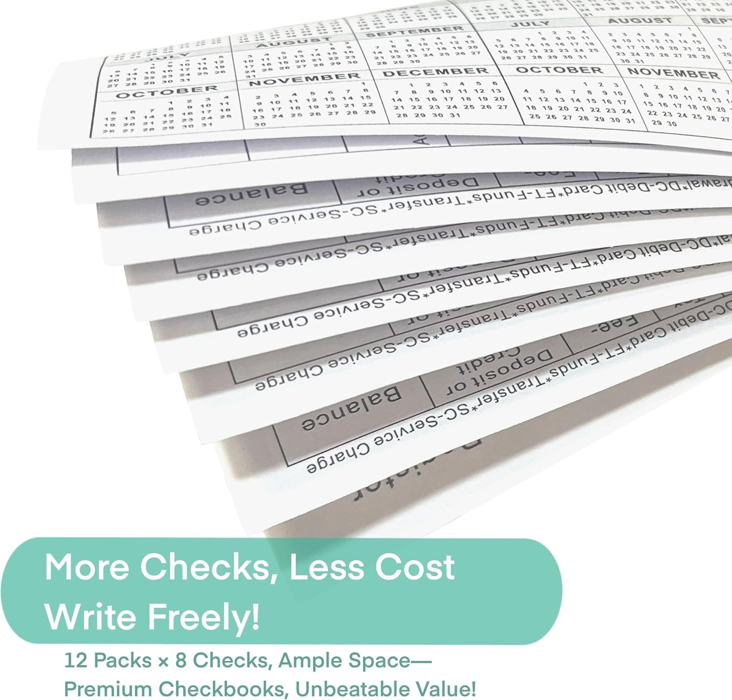 12 – Pack 6″×3″ Check Registers for Personal Checkbook – Blank Ledger Transac…